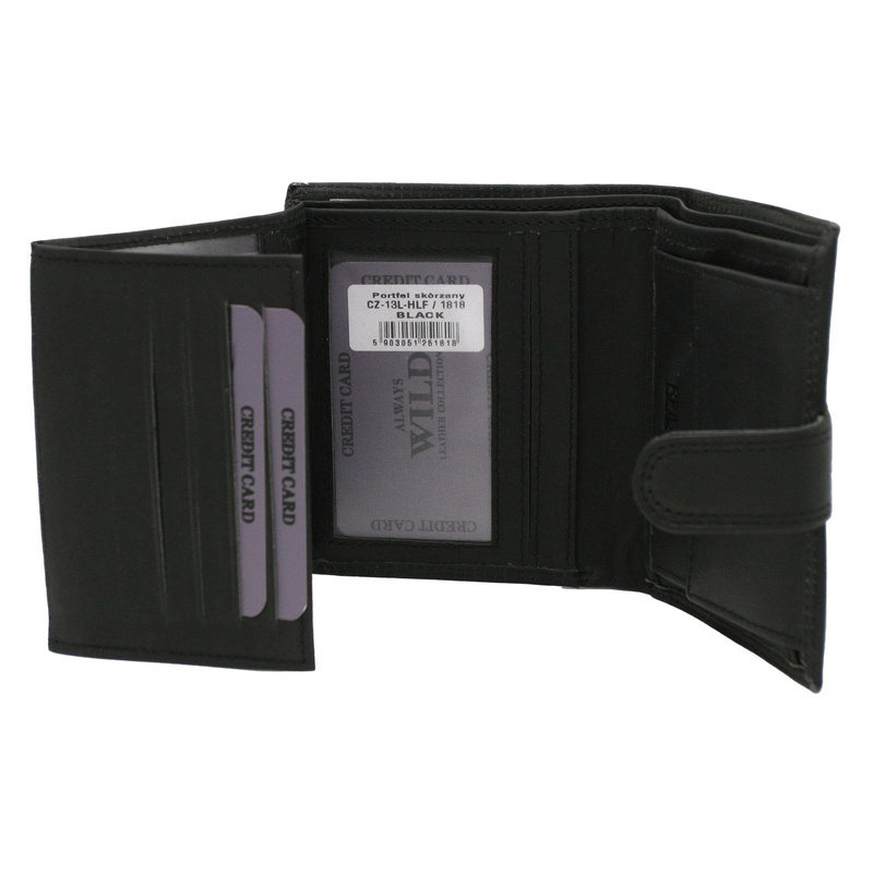 Wild męski portfel skóra naturalna rozbudowany pionowy zamykany na zatrzask