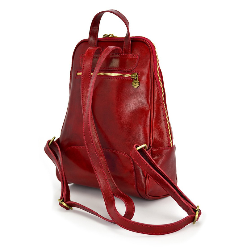 Florence Miejski Damski plecak skóra naturalna z kieszeniami na suwak