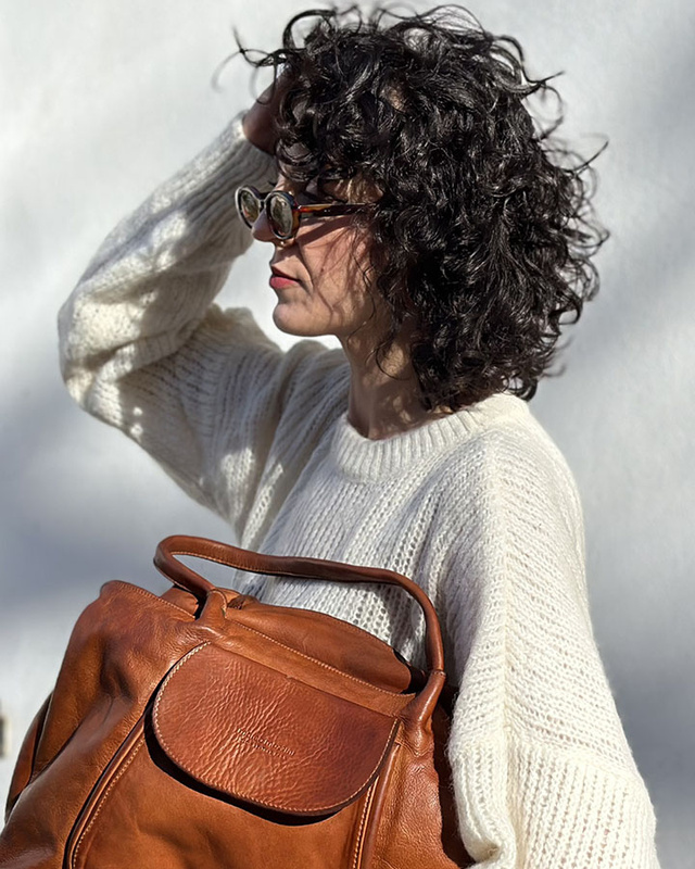 MARCO MAZZINI Torebka skórzana shopper bag ispirato dalla natura brąz