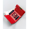 Mały, skórzany portfel damski w czerwonym kolorze zamykany na zatrzask i bigiel - Peterson