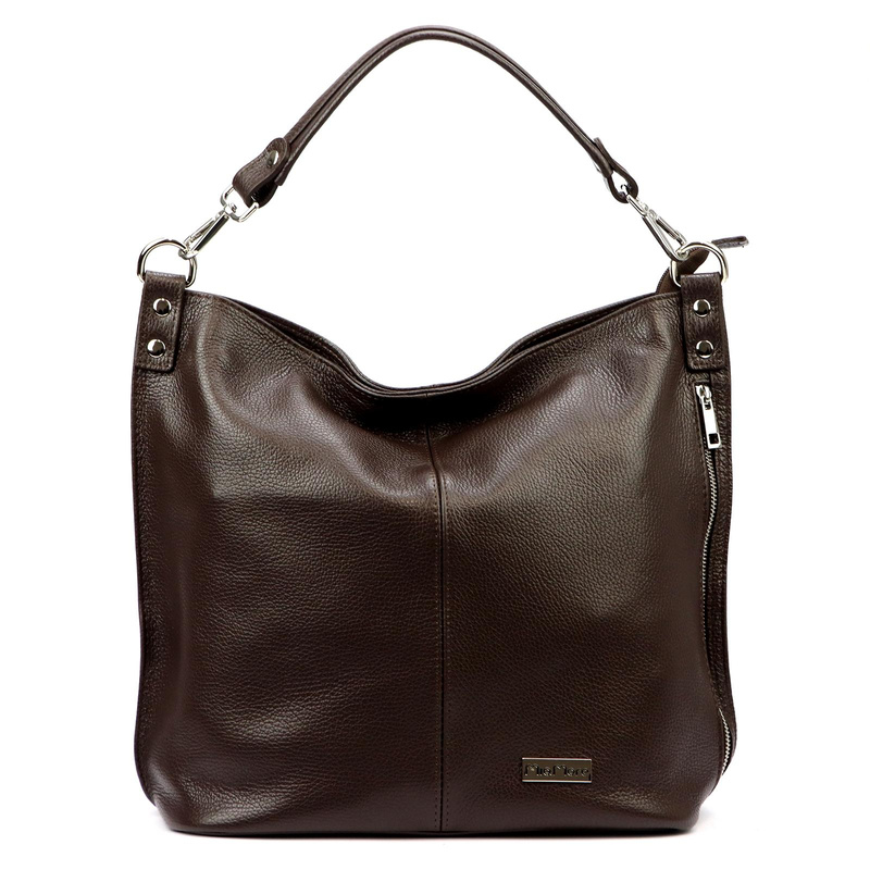 Damska stylowa skórzana torebka na ramię shopper z kieszeniami MiaMore