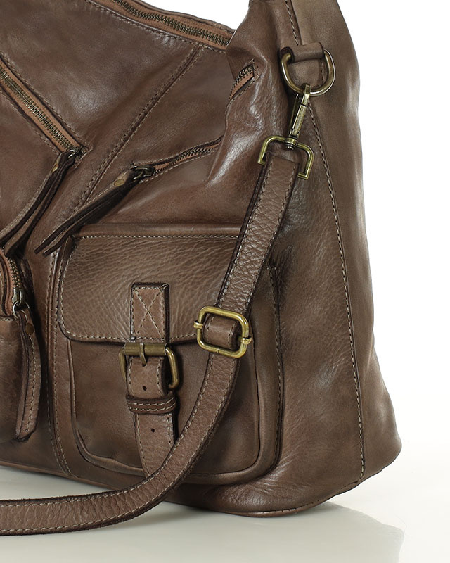 Torebka skórzana na ramię pockets old pelle lavata - MARCO MAZZINI brąz