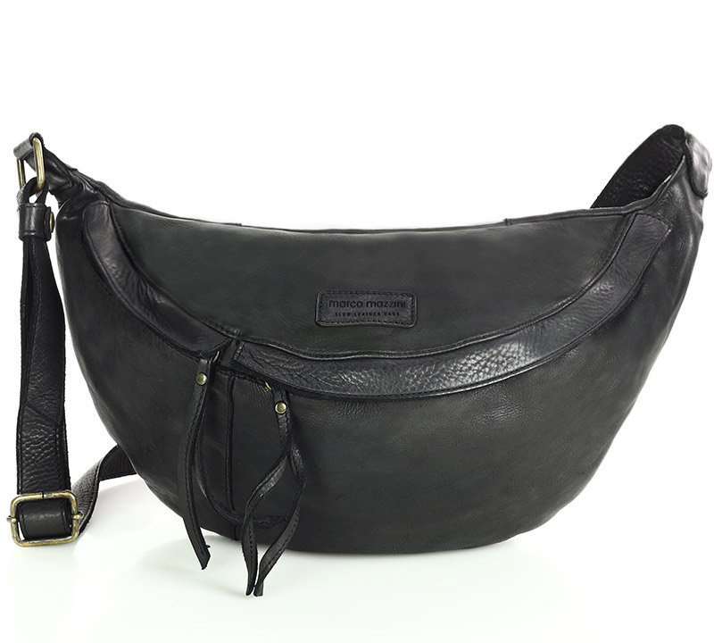 Uniwersalna torebka nerka półksiężyc crossbody runway - skóra naturalna Marco Mazzini czarny