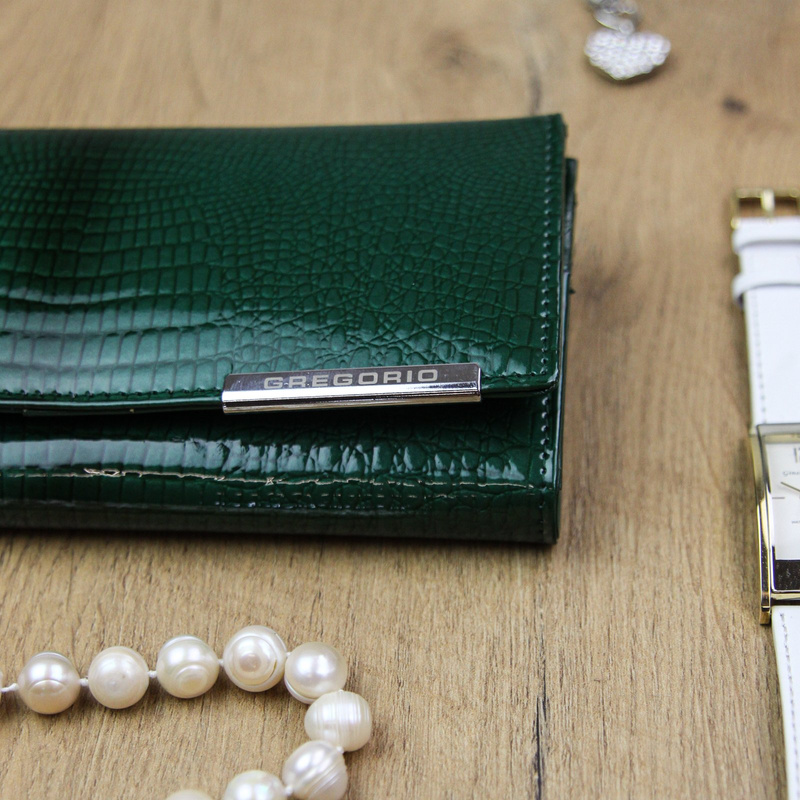 Gregorio damski portfel skóra naturalna podłużny klasyczny skóra krokodyla