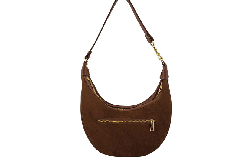 Stylowa torebka z zamszowym wykończeniem - Brązowa