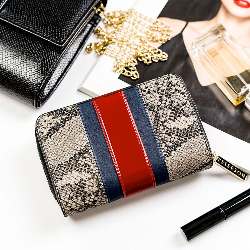 Skórzany damski portfel Peterson PTN ST-418 SNAKE