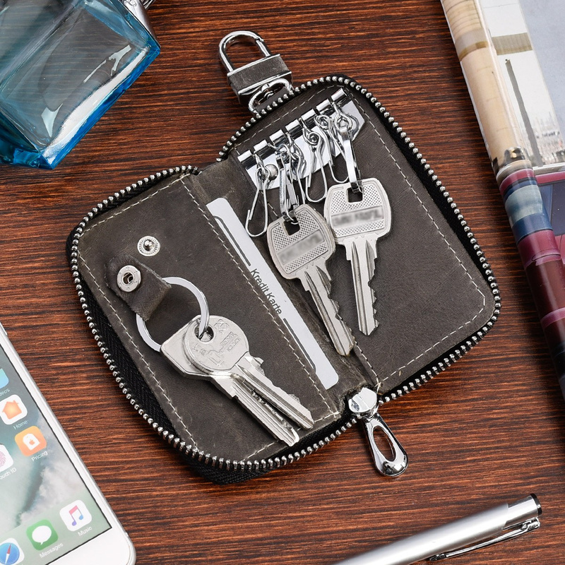 Etui na klucze premium skórzane kluczówka Wild Horse szare P84