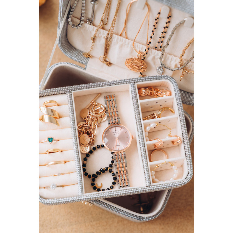 Szara szkatułka na biżuterię zamykana zamkiem magnetycznym - Peterson