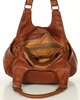 Włoska torebka skórzana z kieszenią z przodu retro bag handmade - MARCO MAZZINI brąz camel