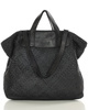 Torba damska pleciona shopper & shoulder leather bag - MARCO MAZZINI czarna