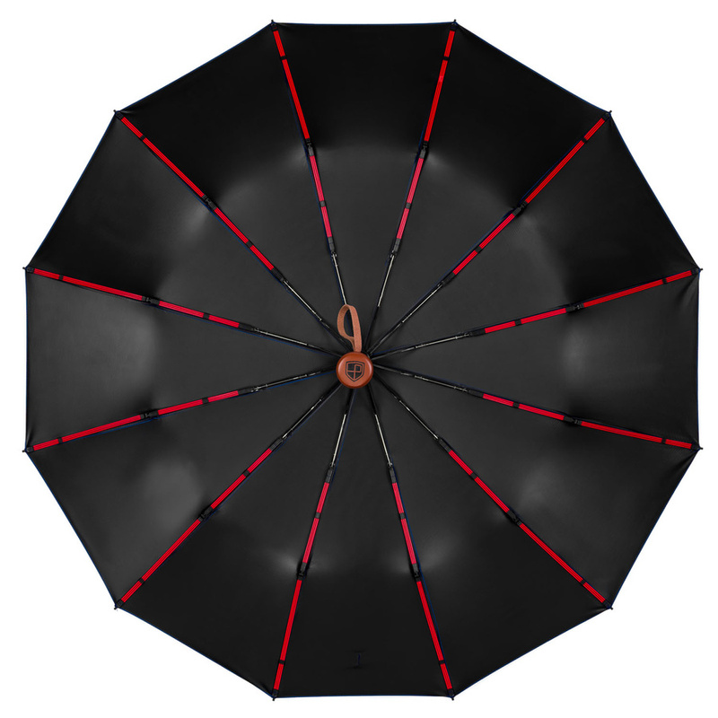 Niebieski, duży, elegancki i składany parasol w pokrowcu - Peterson