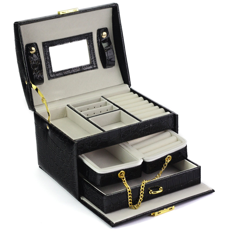 Eleganki kuferek ze skóry ekologicznej PATRIZIA BEAUTY-18013-BL