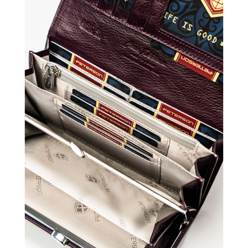 skóra naturalna + Damski portfel ze skóry ekologicznej Peterson PTN PS122-FDS