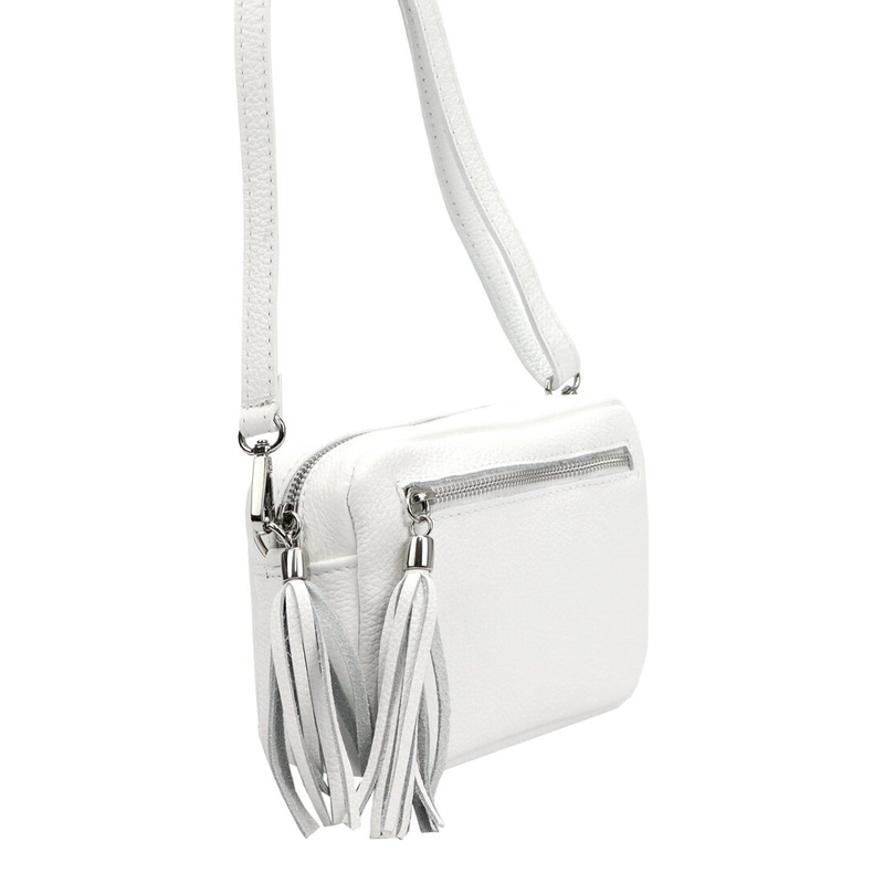 Damska listonoszka torebka Skórzana z brelokiem frędzlem i kieszeniami Luka