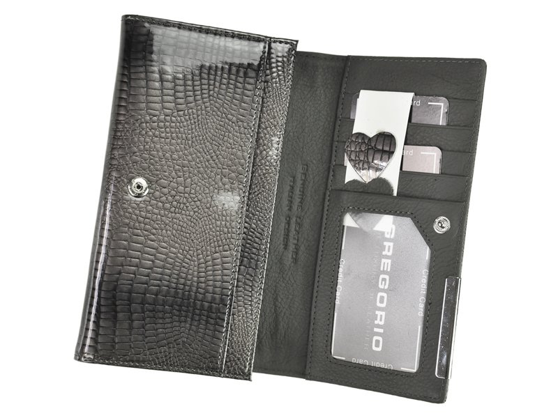 Gregorio damski portfel skóra naturalna duża portmonetka skóra krokodyla