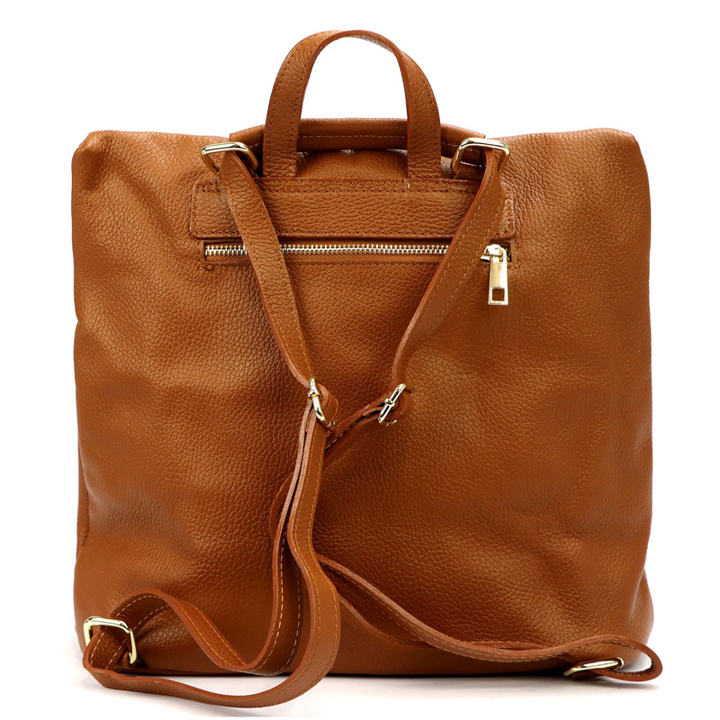 Vera Pelle Damski plecak z prawdziwej skóry duży z kieszeniami miejski