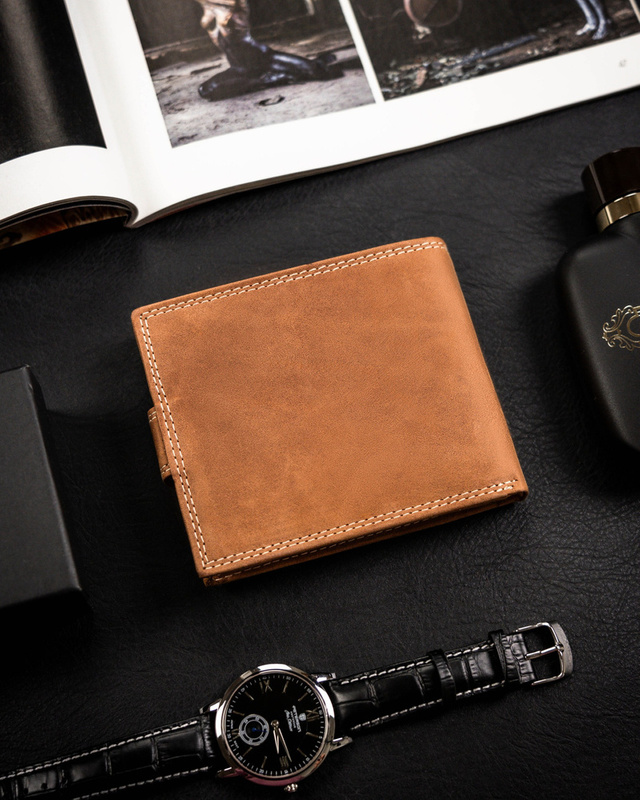 Skórzany męski portfel wzór czaszki od Always Wild