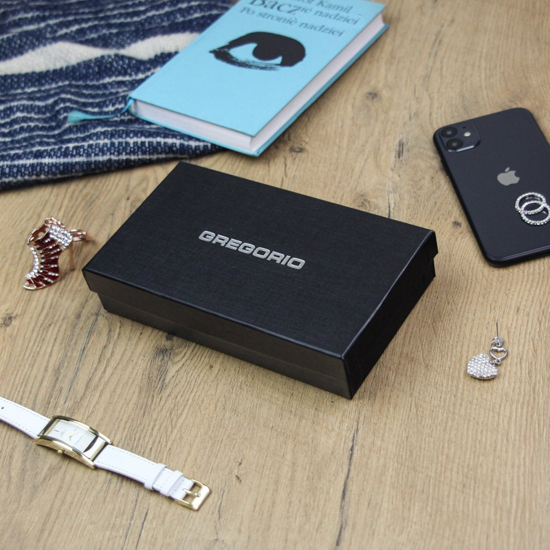 Gregorio lakierowana damska portmonetka skóra naturalna wzór krokodyla