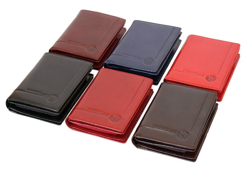 Coveri damski portfel skóra naturalna pionowa portmonetka zapinana duża