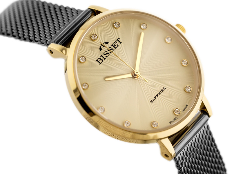 ZEGAREK DAMSKI BISSET BSBF30 (zb578p) - SZAFIROWE SZKŁO
