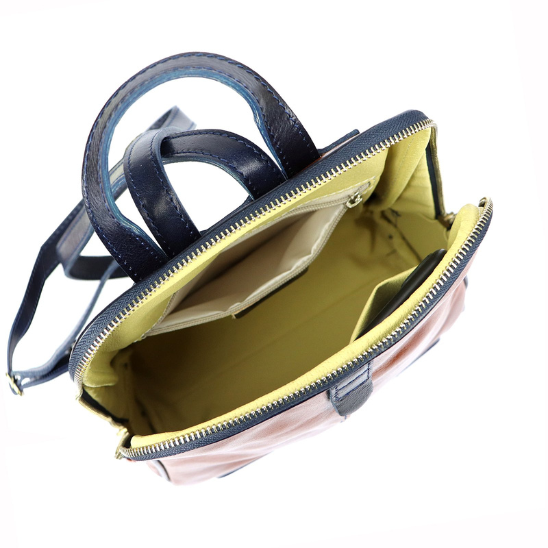 Florence Miejski Damski plecak skóra naturalna z kieszeniami na suwak