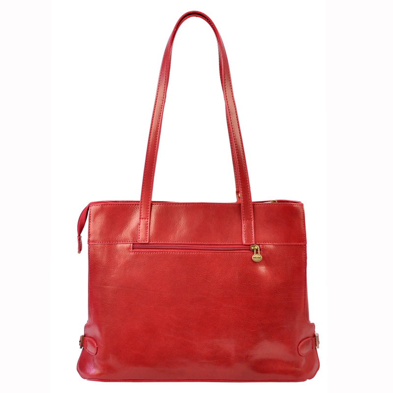 Skórzana elegancka shopperbag pojemna na ramię z kieszeniami Florence