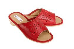 Wsuwane, przewiewne, płaskie pantofle góralskie pw134 czerwony