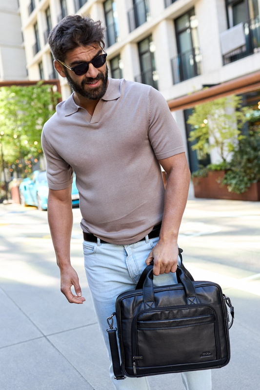 Duża solidna skórzana torba Beltimore na laptopa dokumenty M56