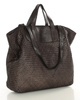 Torba damska pleciona shopper & shoulder leather bag - MARCO MAZZINI brąz caffe