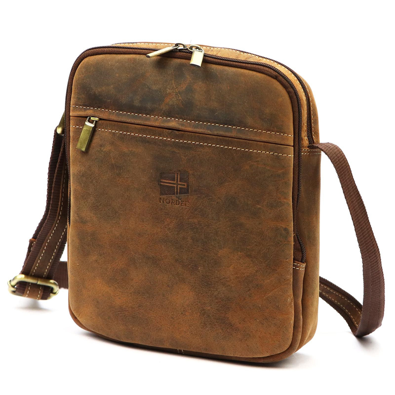 Nordee męska saszetka skóra naturalna torba miejska na ramię z kieszeniami