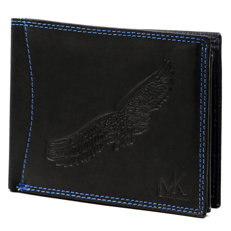 Money Kepper męski portfel skóra naturalna rozbudowany wzór ptak