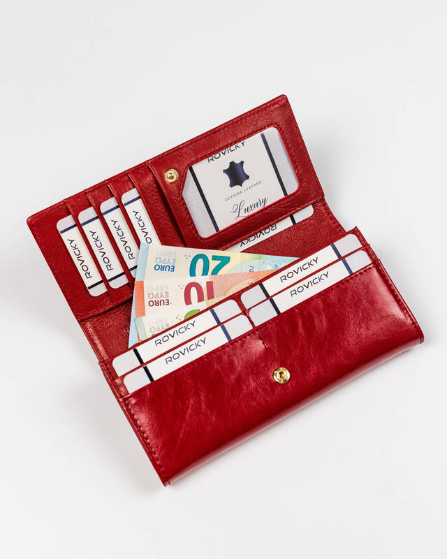 Skórzany damski portfel Rovicky 8802-BPRN RFID