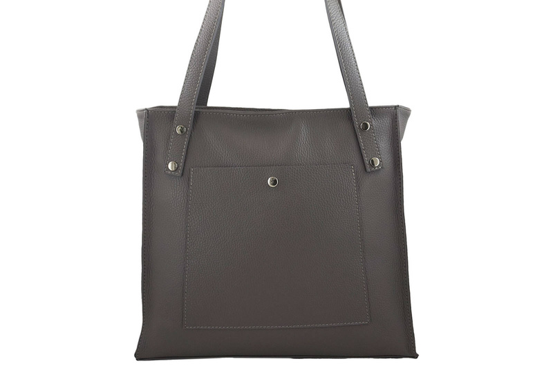 Torebka skórzana na ramię damska - Szara