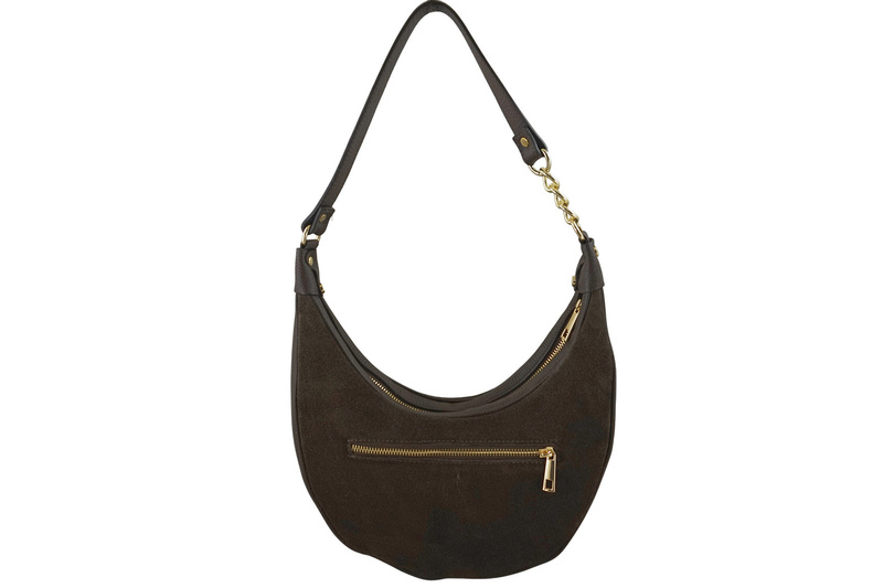 Stylowa torebka z zamszowym wykończeniem - Brązowa ciemna