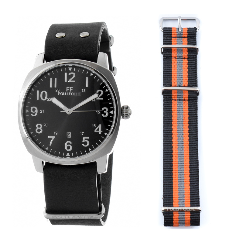 Zegarek FOLLI FOLLIE WF14T001SDNN. Kwarcowy, Kolor czarny. Mężczyzna.