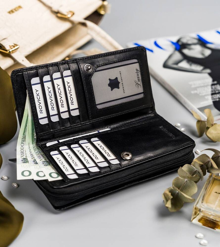 Skórzany damski portfel Rovicky CPR-8931-BAR RFID