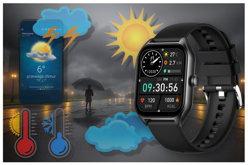SMARTWATCH UNISEX Rubicon RNCF03 - ROZMOWY BLUETOOTH, ALWAYS ON DISPLAY (sr049a)