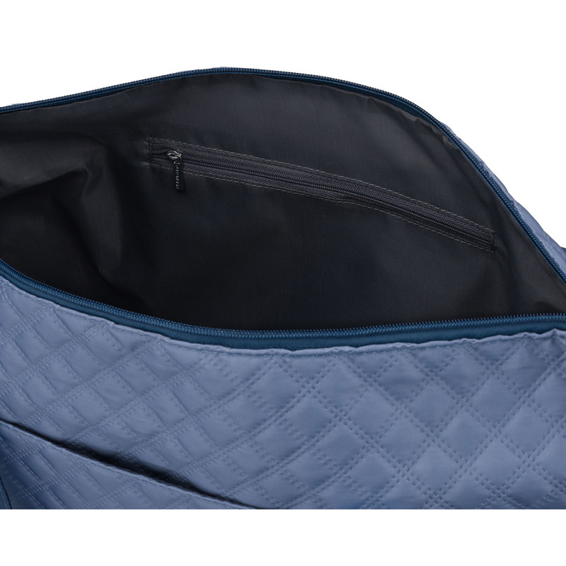 Treningowa torba wykonana z poliestru w niebieskim kolorze, wyposażona w uchwyt na walizkę - Peterson