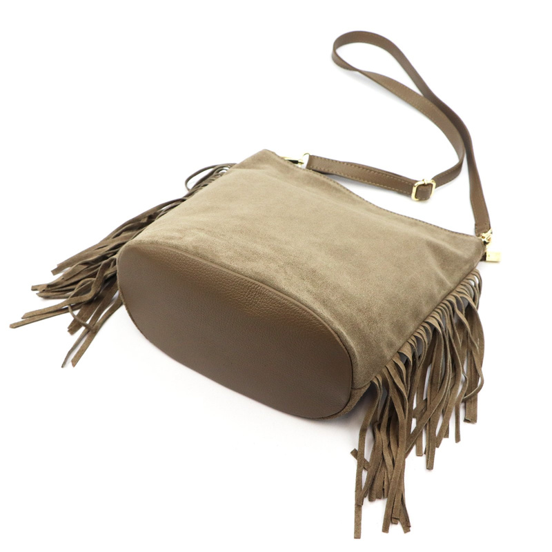 Vera Pelle damska listonoszka skóra naturalna zamszowa torebka z frędzlami