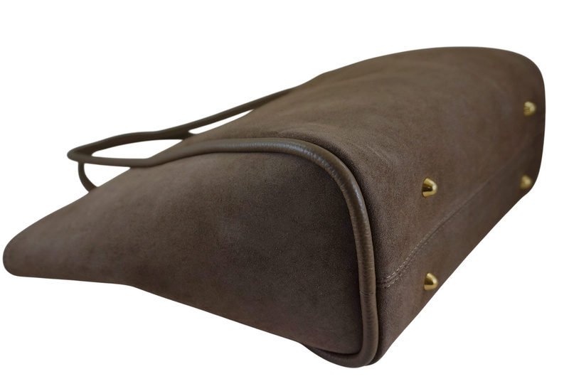 Barberinis - torebka duża zamszowa na ramię - Beżowa ciemna