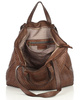 Torba damska pleciona shopper & shoulder leather bag MARCO MAZZINI brąz