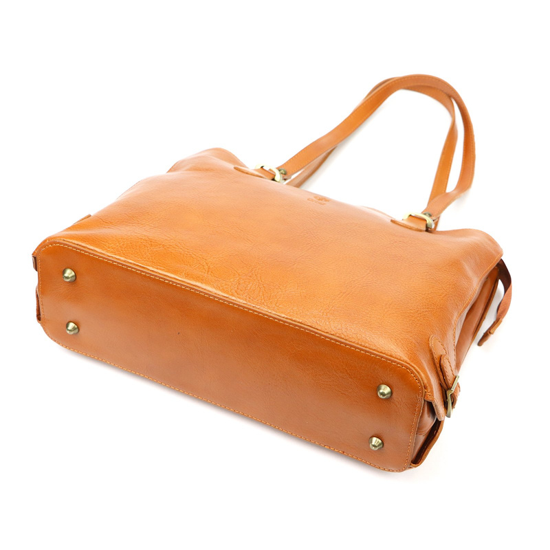 Skórzana elegancka shopperbag pojemna na ramię z kieszeniami Florence