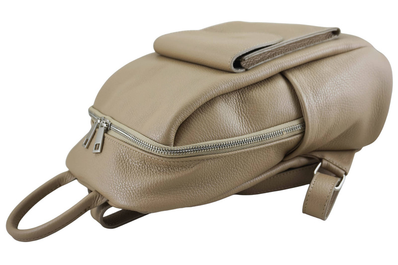 Damski plecak miejski skórzany - Beżowy