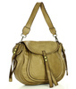 Marco Mazzini Torebka classic saddle bag ze skóry naturalnej na ramie beż taupe
