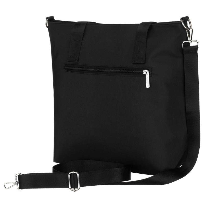 Jednokomorowa, czarna shopperka damska zamykana suwakiem - Peterson