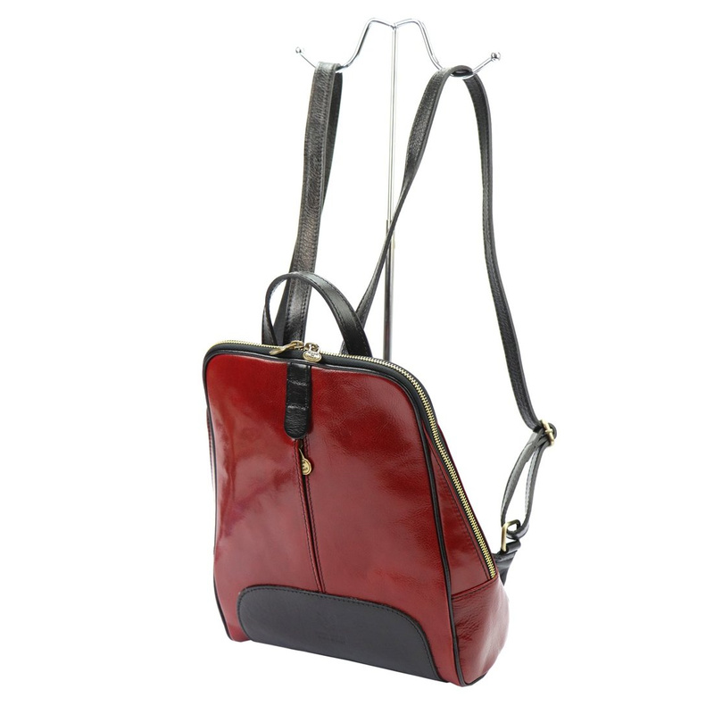 Florence Miejski Damski plecak skóra naturalna z kieszeniami na suwak