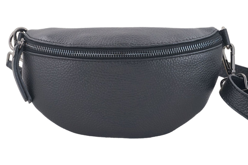 Saszetka / nerka skórzana młodzieżowa - Czarna