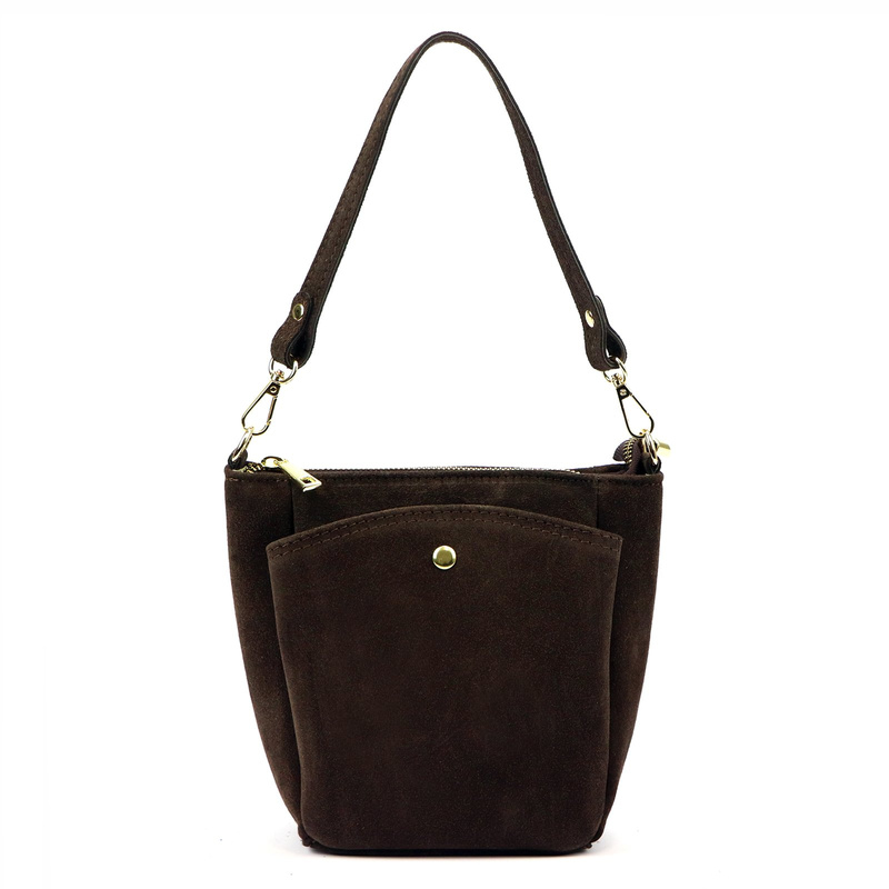 Vera Pelle damska listonoszka torebka na ramię skóra naturalna zamszowa