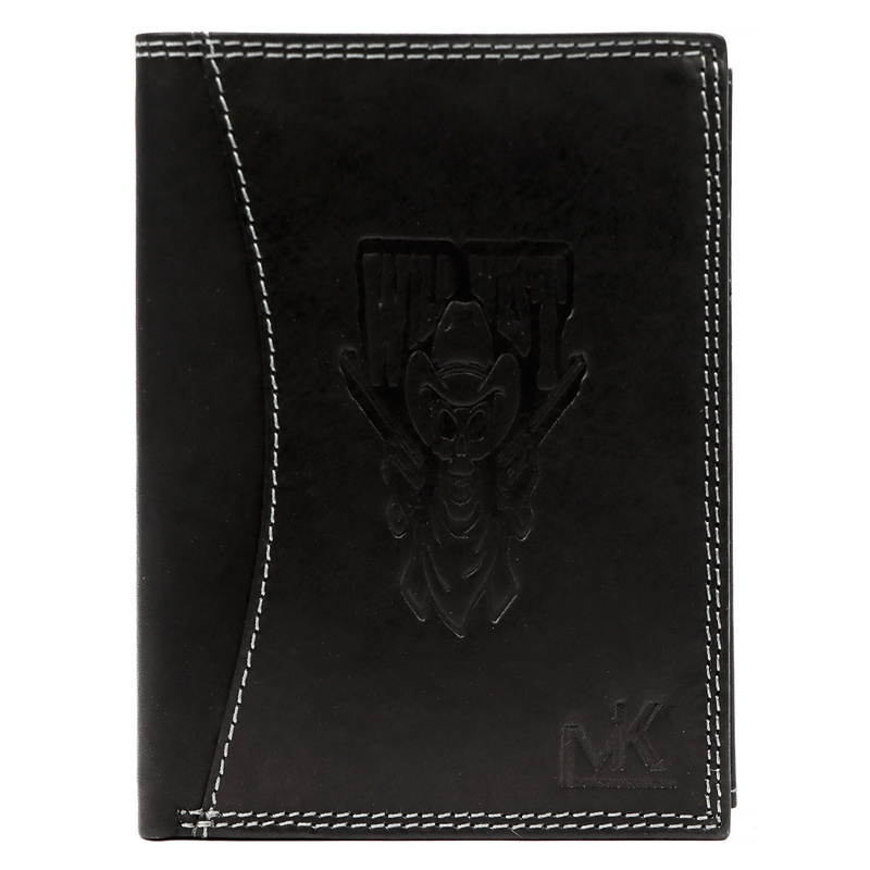 Money Kepper portfel duży męski pionowy skóra naturalna wzór dziki zachód