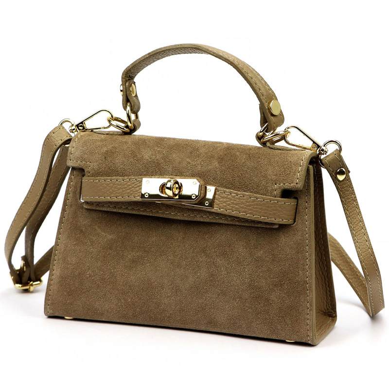 Skórzana Zamszowa damska mała listonoszka torebka na ramię z uchwytem Luka